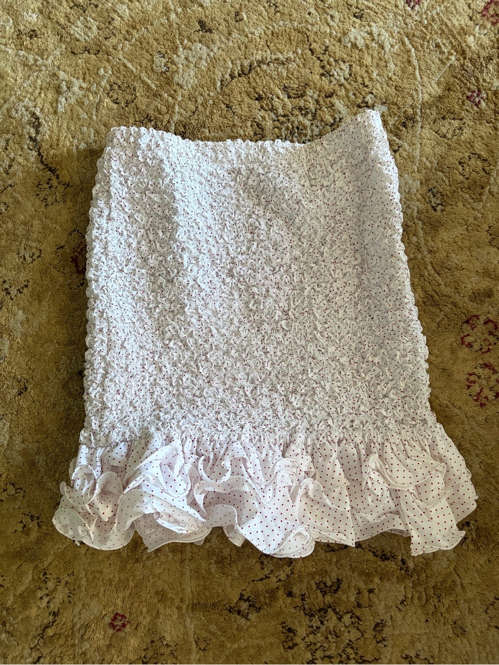 Petersyn NWOT Women's Pink dot Ruffle Tube Skirt Large cottagecore comfy